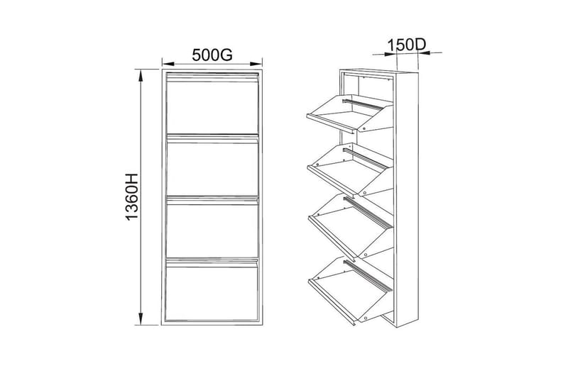 Mayazizi Skoskåp 50 cm - Ljusgrå - Förvaring - Skåp - Förvaringsskåp
