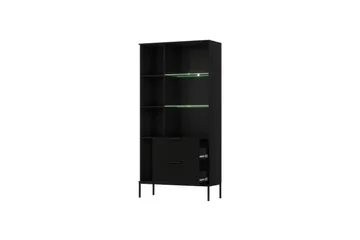Meorati Vitrinskåp 60 cm djup 100 cm bred 200 cm hög Mörkt Trä Glas - Förvaring - Skåp - Vitrinskåp