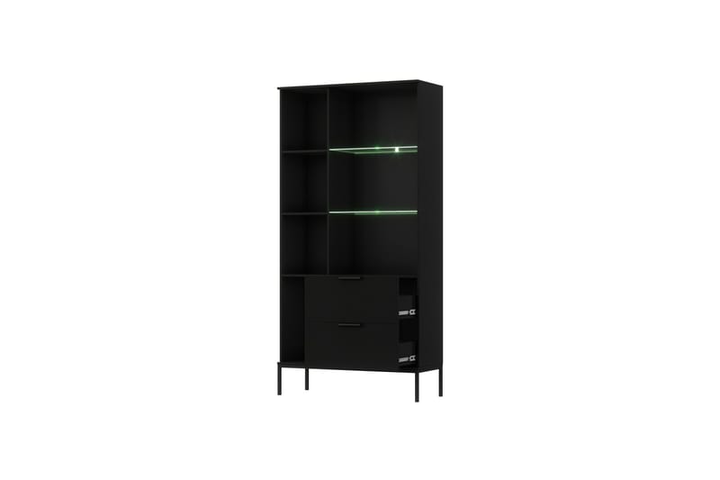 Meorati Vitrinskåp 60 cm djup 100 cm bred 200 cm hög Mörkt Trä Glas - Förvaring - Skåp - Vitrinskåp