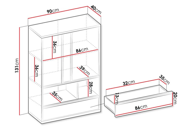 Metropolitan Highboard - Brun/Vit/Ljusgrå/Svart - Förvaring - Skåp - Förvaringsskåp