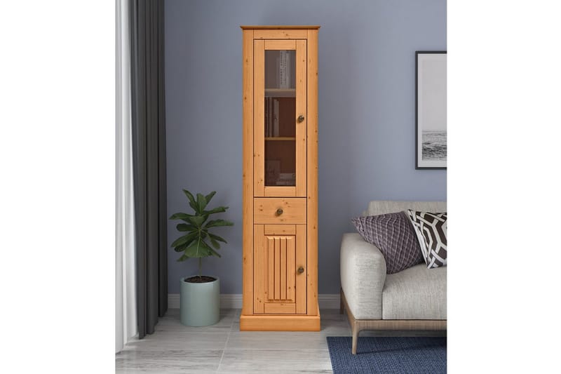 Mille Vitrinskåp 47x182 cm - Brun - Förvaring - Skåp - Vitrinskåp