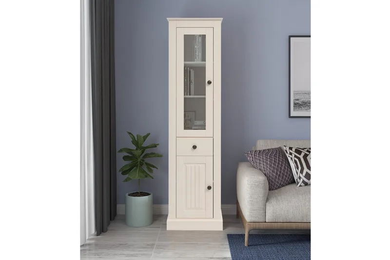 Mille Vitrinskåp 47x182 cm - Vit - Förvaring - Skåp - Vitrinskåp