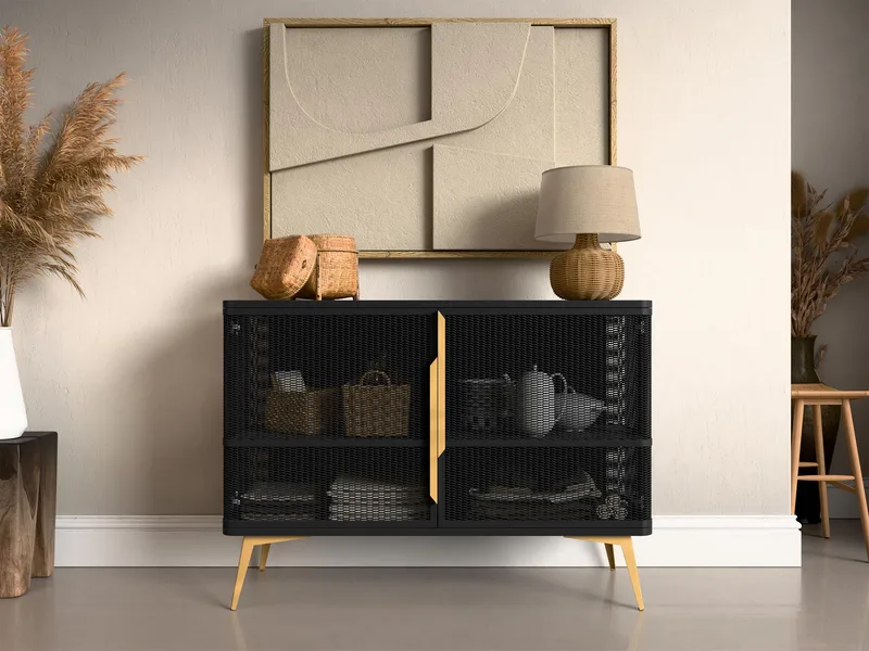 Mireva Skänk 120 cm - svart/guld - Förvaring - Skåp - Barskåp