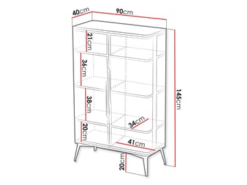 Mireva Vitrinskåp 90x145 cm - svart, guld - Förvaring - Skåp - Vitrinskåp