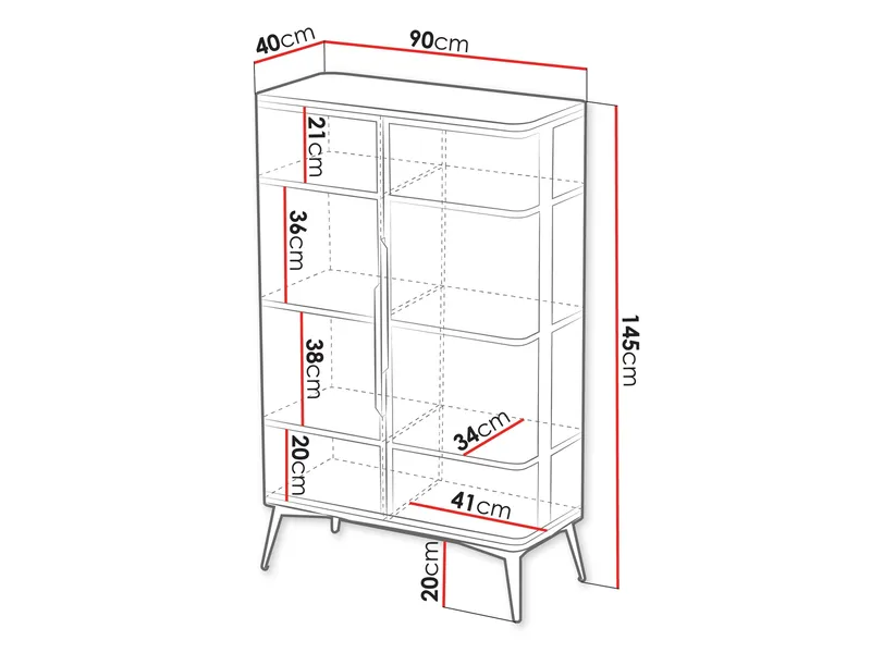 Mireva Vitrinskåp 90x145 cm - svart, guld - Förvaring - Skåp - Vitrinskåp