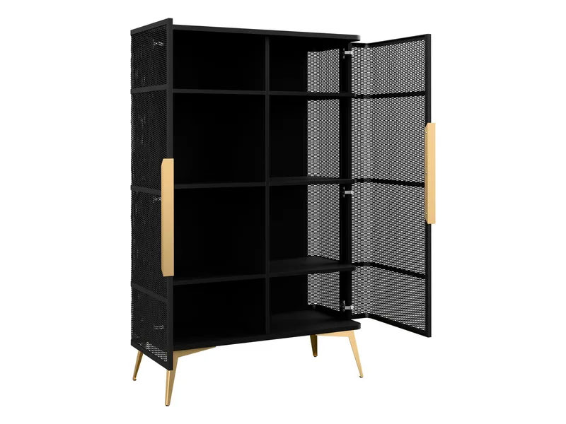 Mireva Vitrinskåp 90x145 cm - svart/guld - Förvaring - Skåp - Vitrinskåp