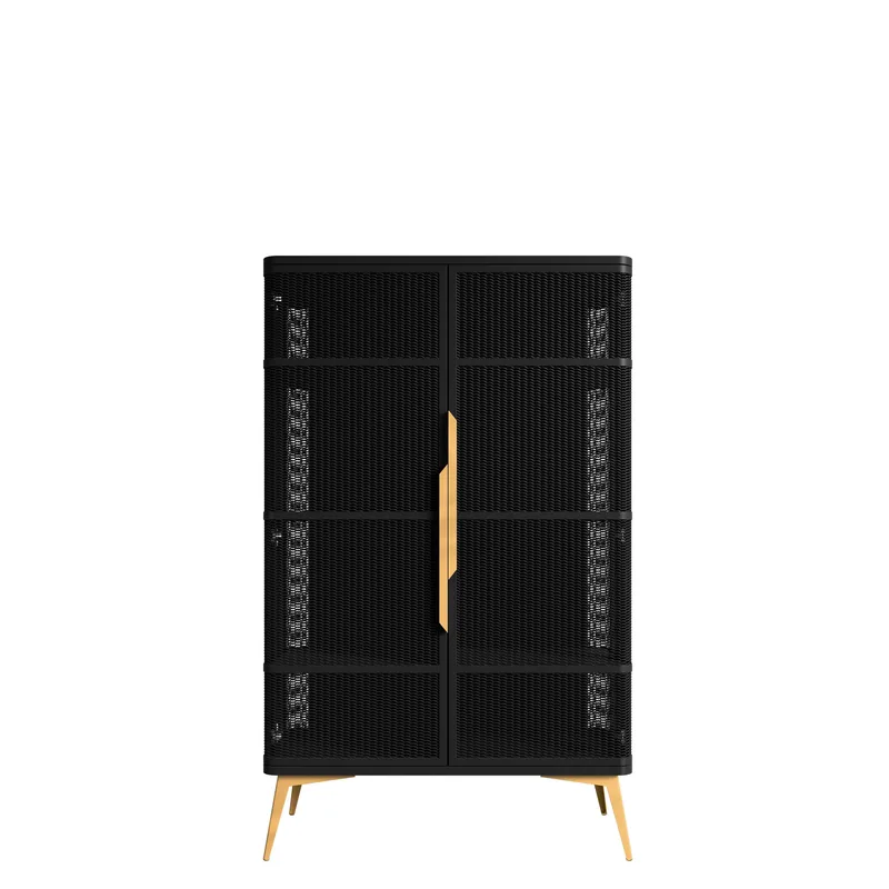 Mireva Vitrinskåp 90x145 cm, svart/guld