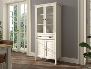 Murina Multifunktionsskåp 88x194 cm - Crème, ek, grå - Förvaring - Skåp - Vitrinskåp