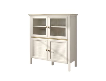 Natira Multifunktionsskåp 110x120 cm - Crème och ek - Förvaring - Skåp - Vitrinskåp