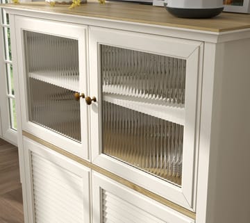 Natira Multifunktionsskåp 110x120 cm - Crème och ek - Förvaring - Skåp - Vitrinskåp