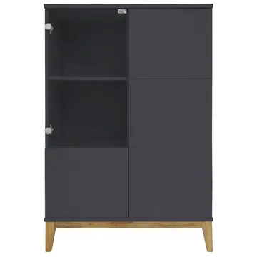 Pelle Högskåp 80x122 cm - Grå och Wotan-ek - Förvaring - Skåp - Förvaringsskåp