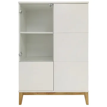 Pelle Högskåp 80x122 cm - Vit och Wotan-ek - Förvaring - Skåp - Förvaringsskåp
