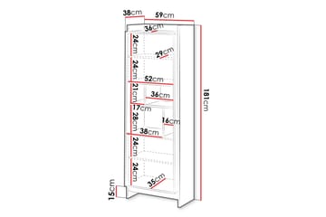 Polina Vitrinskåp 59x181 cm - Brun/Svart - Förvaring - Skåp - Vitrinskåp