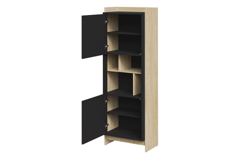 Polina Vitrinskåp 59x181 cm - Brun/Svart - Förvaring - Skåp - Vitrinskåp