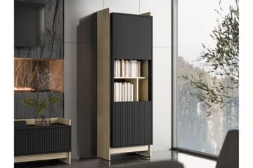 Polina Vitrinskåp 59x181 cm - Brun/Svart - Förvaring - Skåp - Vitrinskåp