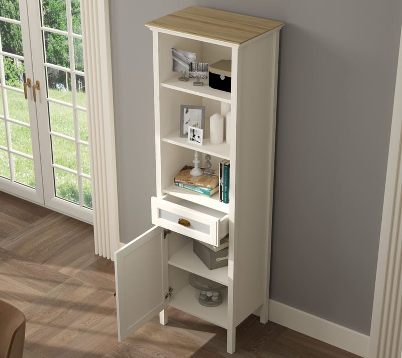 Rilena Multifunktionsskåp 60x194 cm - Crème, ek, grå - Förvaring - Skåp - Förvaringsskåp