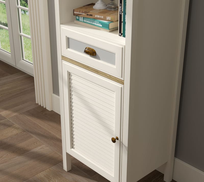 Rilena Multifunktionsskåp 60x194 cm - Crème, ek, grå - Förvaring - Skåp - Förvaringsskåp