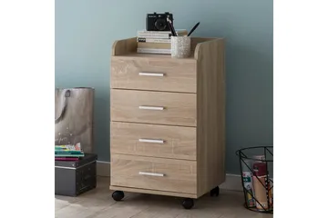Rullkontejner Wohnling 4 lådor med hjul, förvaringsbricka, foliebelagd spånskiva, modern stil Sonoma - Sonoma - Förvaring - Skåp - Förvaringsskåp