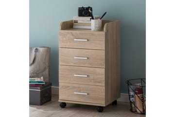 Rullkontejner Wohnling 4 lådor med hjul, förvaringsbricka, foliebelagd spånskiva, modern stil Sonoma - Sonoma - Förvaring - Förvaringsmöbler - Byrå - Hurts