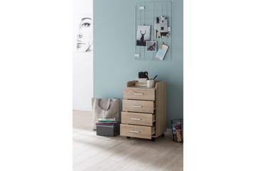 Rullkontejner Wohnling 4 lådor med hjul, förvaringsbricka, foliebelagd spånskiva, modern stil Sonoma - Sonoma - Förvaring - Förvaringsmöbler - Byrå - Hurts