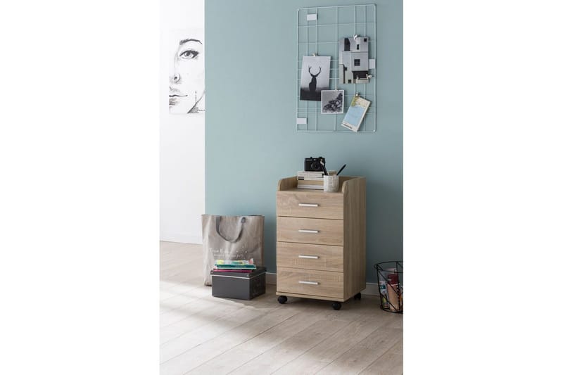 Rullkontejner Wohnling 4 lådor med hjul, förvaringsbricka, foliebelagd spånskiva, modern stil Sonoma - Sonoma - Förvaring - Skåp - Förvaringsskåp