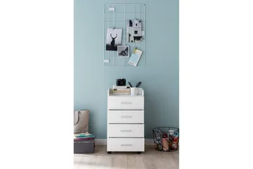 Rullkontejner Wohnling 4 lådor med hjul, förvaringsbricka, foliebelagd spånskiva, modern stil Vit - Vit - Förvaring - Förvaringsmöbler - Byrå - Hurts