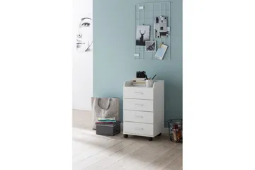 Rullkontejner Wohnling 4 lådor med hjul, förvaringsbricka, foliebelagd spånskiva, modern stil Vit - Vit - Förvaring - Förvaringsmöbler - Byrå - Hurts