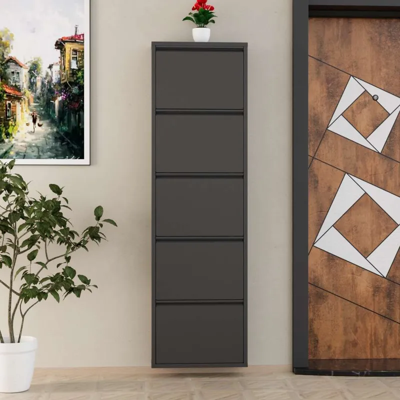 Rylanis Skoskåp 50x169 cm - Antracit - Förvaring - Skåp - Förvaringsskåp