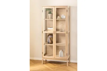 Sakie Vitrinskåp 40 cm djup 80 cm bred 180 cm hög Trä - Vit - Förvaring - Skåp - Vitrinskåp