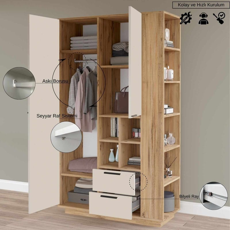 Sarnor Multifunktionsskåp 110x190x45 cm - Atlantic Pine - Förvaring - Skåp - Förvaringsskåp