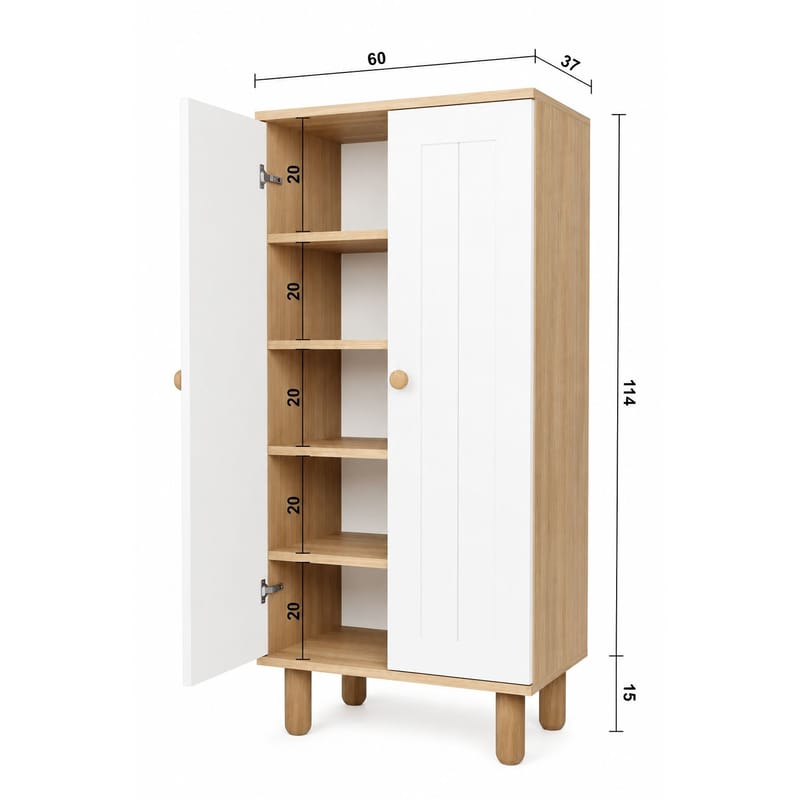 Seynor Multifunktionsskåp 60x129x37 cm - Vit och valnöt - Förvaring - Skåp - Förvaringsskåp