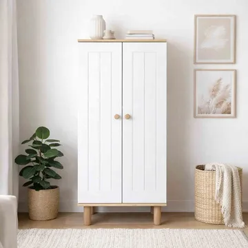 Seynor Multifunktionsskåp 60x129x37 cm - Vit och valnöt - Förvaring - Skåp - Förvaringsskåp
