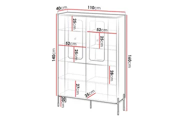 Sherie Vitrinskåp 110x160 cm - Brun - Förvaring - Skåp - Vitrinskåp
