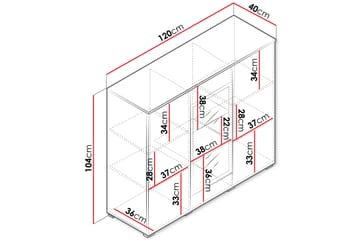 Sherie Vitrinskåp 120 cm med Förvaring och Belysning i Trä - Vit - Förvaring - Skåp - Vitrinskåp