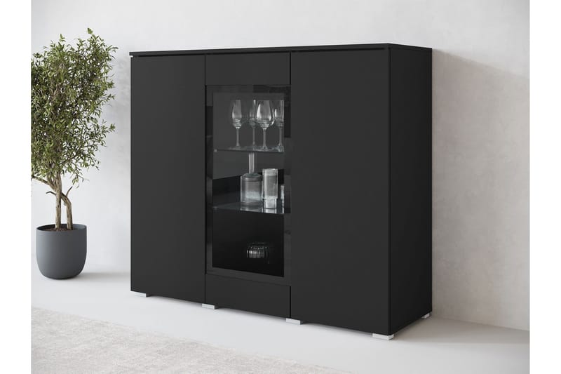 Sherie Vitrinskåp 120x104 cm - Svart - Förvaring - Skåp - Vitrinskåp