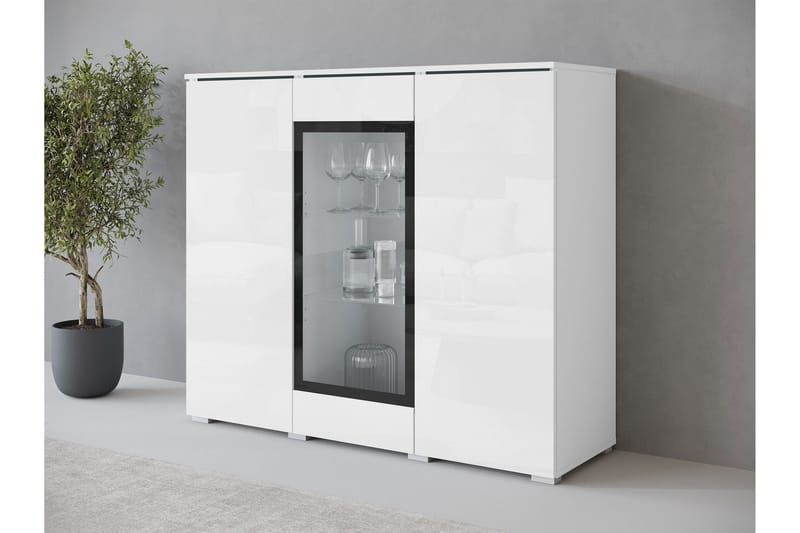 Sherie Vitrinskåp 120x104 cm - Vit - Förvaring - Skåp - Vitrinskåp