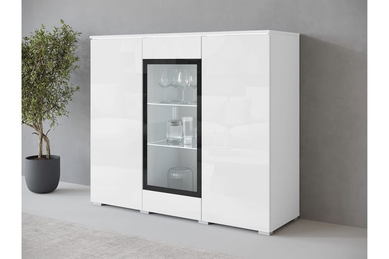 Sherie Vitrinskåp 120x104 cm - Vit - Förvaring - Skåp - Vitrinskåp