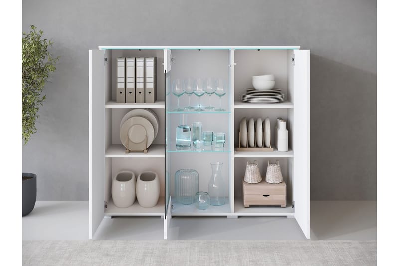 Sherie Vitrinskåp 120x104 cm - Vit/Grå - Förvaring - Skåp - Vitrinskåp