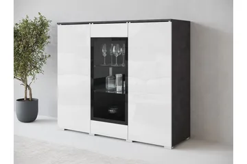 Sherie Vitrinskåp 120x104 cm - Vit/Grå - Förvaring - Skåp - Vitrinskåp