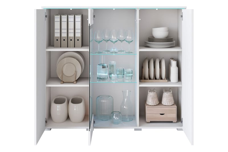 Sherie Vitrinskåp 120x104 cm - Vit/Grå - Förvaring - Skåp - Vitrinskåp