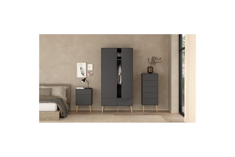 Shinta Garderobdsskåp 99x200 cm - Grå - Förvaring - Skåp - Förvaringsskåp