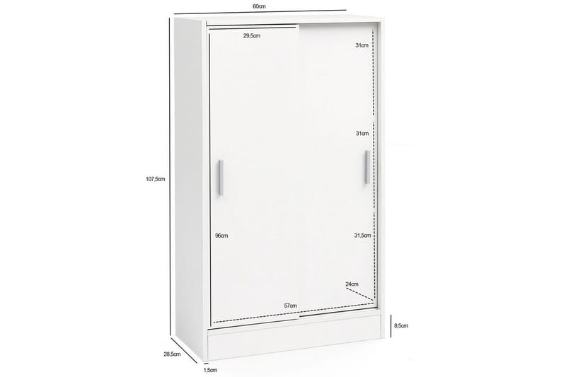 Sideboard Wohnling Melaminbelagd MDF-skjutdörrar Modern - Förvaring - Skåp - Förvaringsskåp