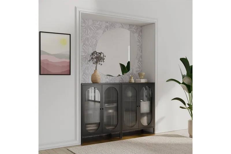 Skåp Luna 80x40x102 cm, Svart - 80x40x102 cm, Svart - Förvaring - Skåp - Vitrinskåp