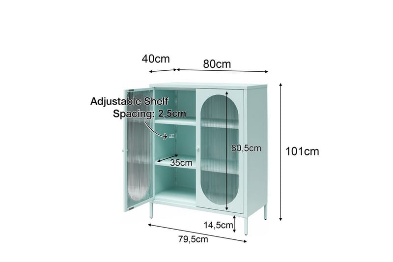 Skåp Luna 80x40x102 cm, Pergament - 80x40x102 cm, Pergament - Förvaring - Skåp - Vitrinskåp