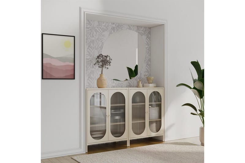 Skåp Luna 80x40x102 cm, Pergament - 80x40x102 cm, Pergament - Förvaring - Skåp - Vitrinskåp