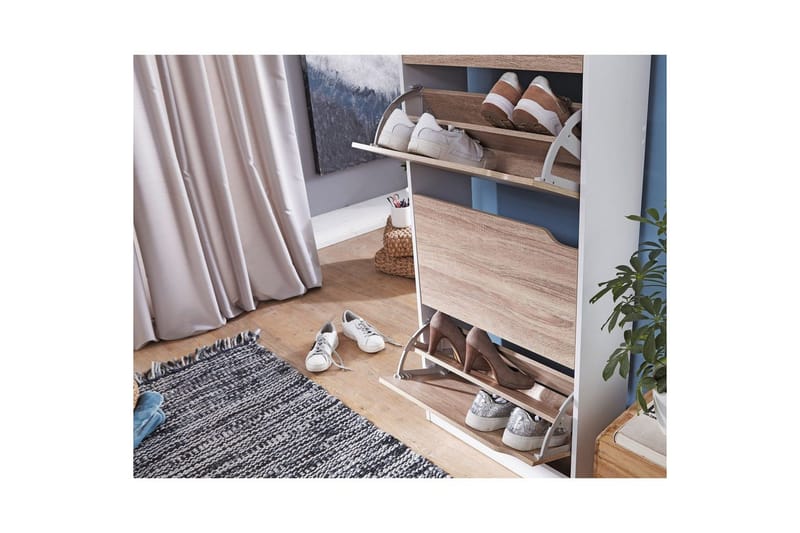 Skoskåp Wohnling Folierad spånskiva 4 tipp-ut fack för 24 par - Förvaring - Skåp - Förvaringsskåp