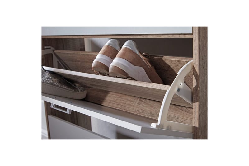 Skoskåp Wohnling Folierad spånskiva med förvaringshylla, 2 nedfällbara fack, 1 låda - Förvaring - Skåp - Förvaringsskåp