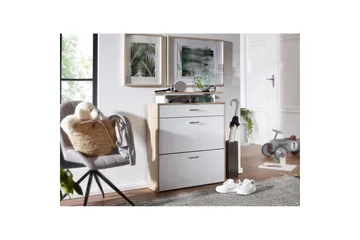 Skoskåp Wohnling Folierad spånskiva med förvaringshylla, 2 nedfällbara fack, 1 låda - Förvaring - Skåp - Förvaringsskåp