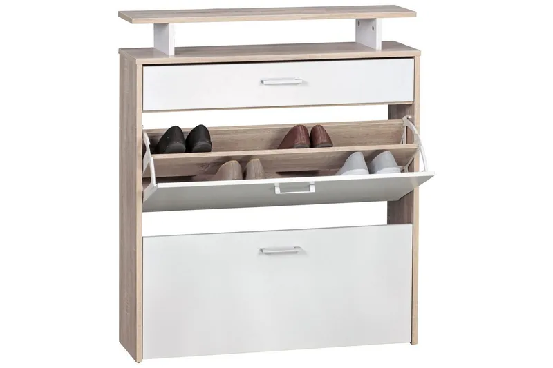 Skoskåp Wohnling Folierad spånskiva med förvaringshylla, 2 nedfällbara fack, 1 låda