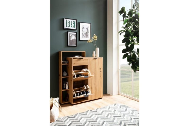 Skoskåp Wohnling Massa 2 fällbara fack för 12 par Folierad spånskiva med 1 dörrhylla - Förvaring - Skåp - Förvaringsskåp